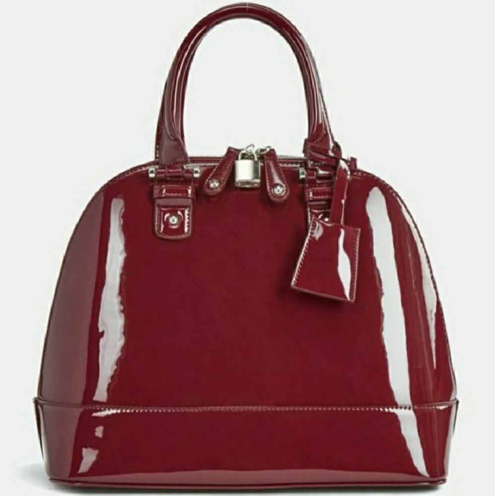 Gorgeous patent satchel in plum: never used!